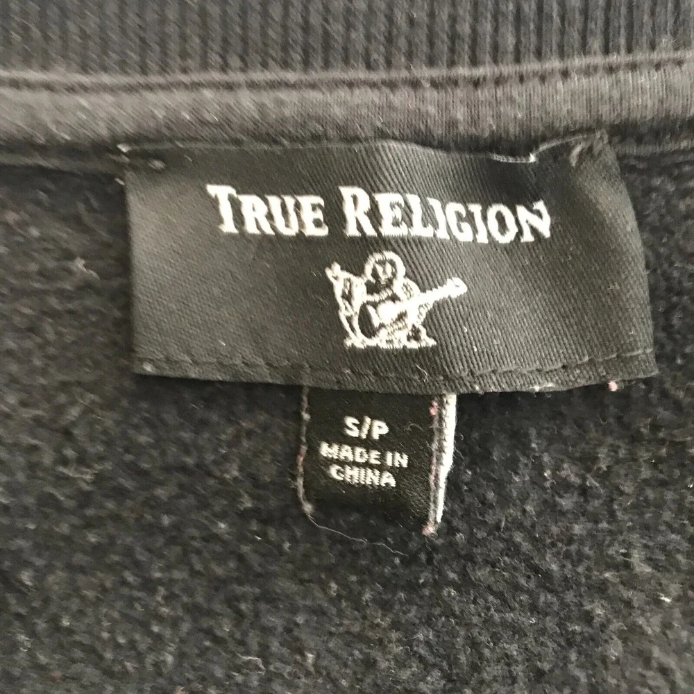 True‎ Religion Sweatshirt Mens Small Black Pullover Long Sleeve Reflective Logo